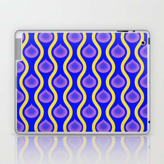 True 70s - Vintage Modernist Organic Shape Retro Pattern Bright Blue Yellow Purple Laptop & iPad Skin