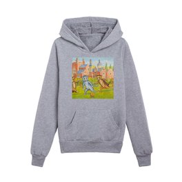  Cats Playing Football by Louis Wain Kids Pullover Hoodies