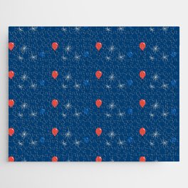 Fourth of july pattern in blue red Jigsaw Puzzle