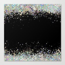 Black Holographic Glitter Pretty Glam Elegant Sparkling Canvas Print