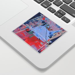 Days go by: a vibrant abstract contemporary piece in red, blue and pink by Alyssa Hamilton Art Sticker