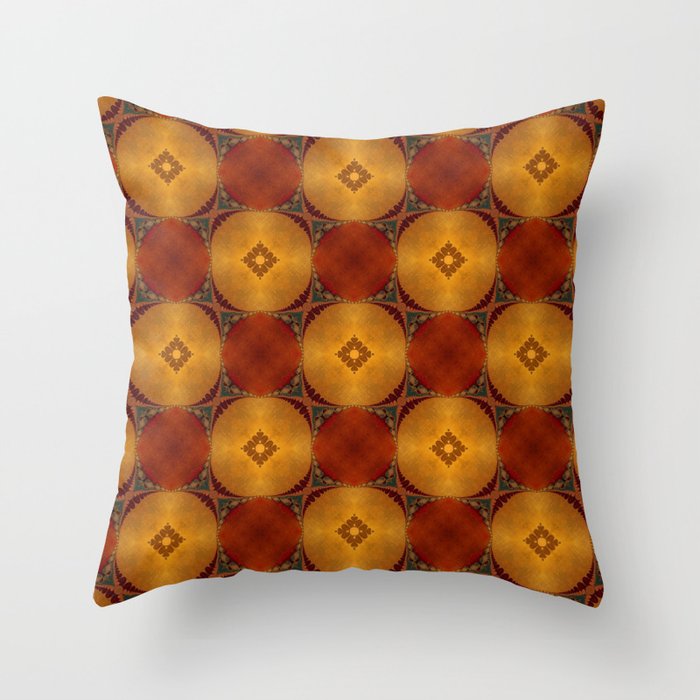 Southwestern Sunset 2 Pattern - copper ochre sienna olive gold Throw Pillow