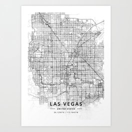 Las Vegas, United States - Light Map Art Print