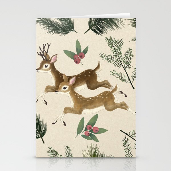 winter deer // repeat pattern Stationery Cards