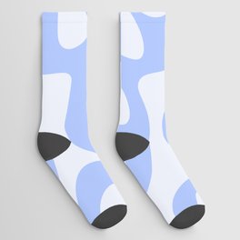 Abstract Mid century Modern Shapes pattern - Purple and White Socks