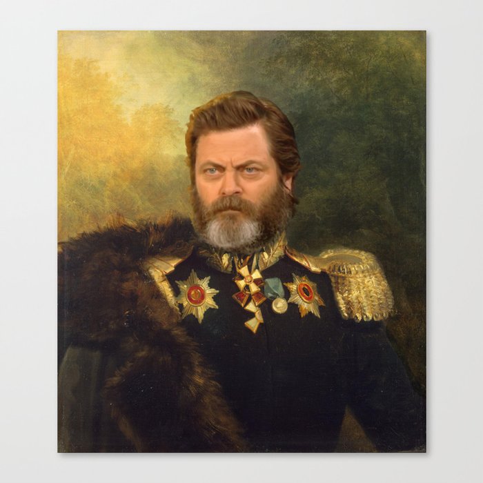 Nick Offerman Classical Painting Photoshop Canvas Print By