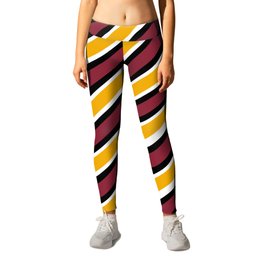 TEAM COLORS 1…Maroon Gold black and white diagonal stripe Leggings