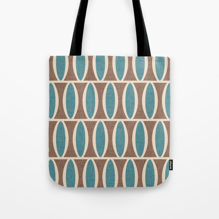 Retro Mid Century Modern Abstract Scandinavian Design 238 Blue and Brown and Beige Tote Bag