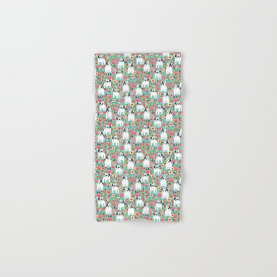 French Bulldog florals cute spring summer dog gifts bright happy frenchie puppy dog portraits Hand & Bath Towel