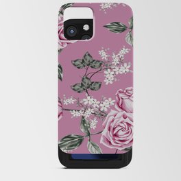 Seamless pattern pink rose vintage flowers iPhone Card Case