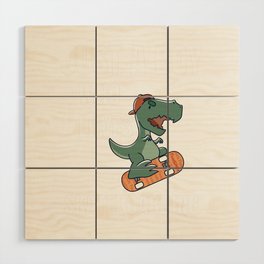Dinosaur Skateboard boy Wood Wall Art