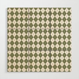 Trendy Sage Green Diamond Argyle Pattern Wood Wall Art