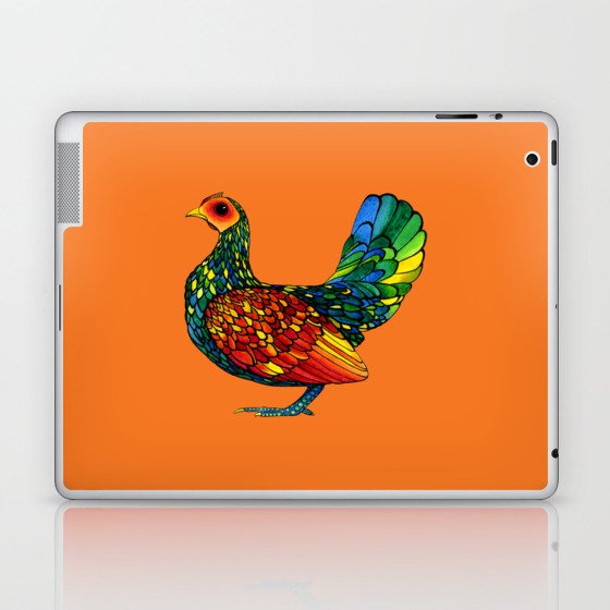 Stained Glass Chicken in Watercolor and Ink Laptop & iPad Skin