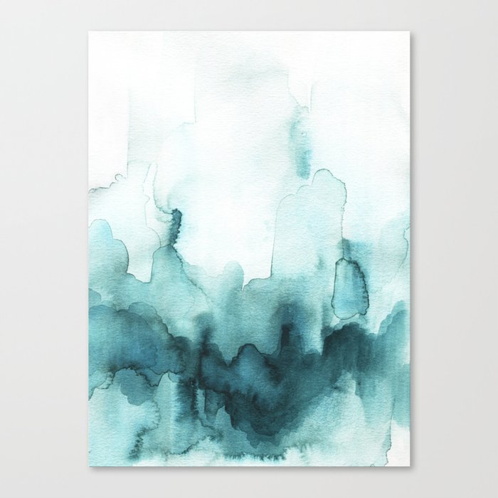 Soft Teal Abstract Watercolor Canvas Print By Jenmerli Society6