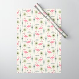 Atomic Flamingo Oasis - Larger Scale ©studioxtine Wrapping Paper