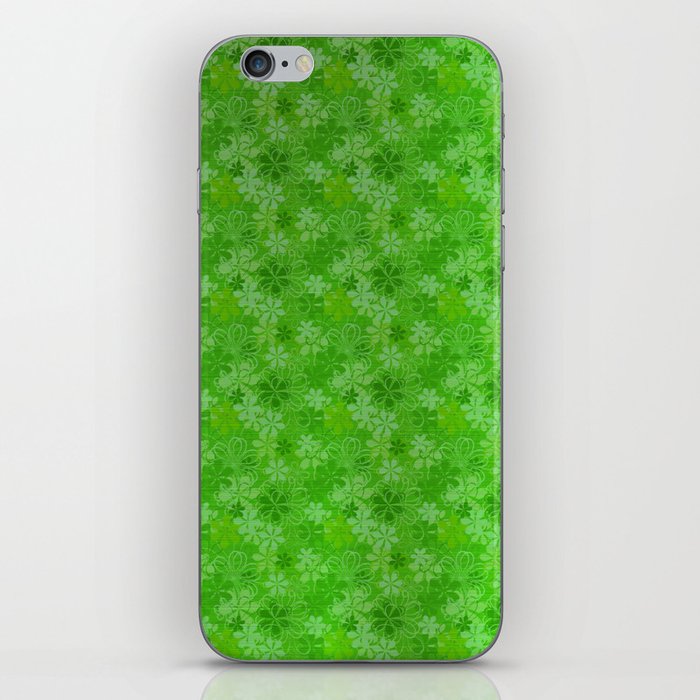 Green Silk Metallic Floral Modern Collection iPhone Skin