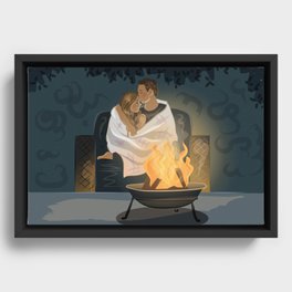 Lovely Couple Campfire Framed Canvas