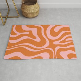 Liquid Candy Retro Swirl Abstract Pattern in Orange and Pink Area & Throw Rug