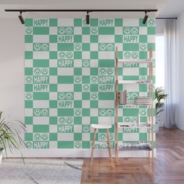 HAPPY Checkerboard (Mint Color) Wall Mural