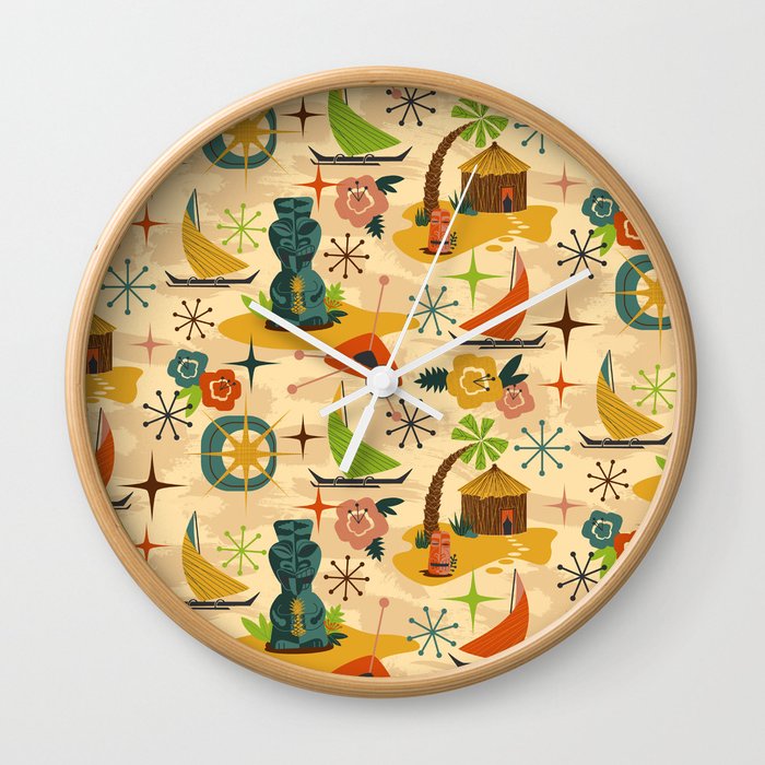 Midcentury Modern Tiki Wall Clock