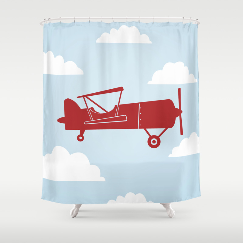 Biplane Bright Red Shower Curtain By Anngardner Society6