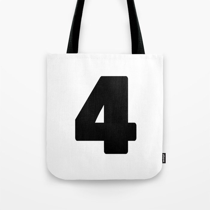 4 (Black & White Number) Tote Bag