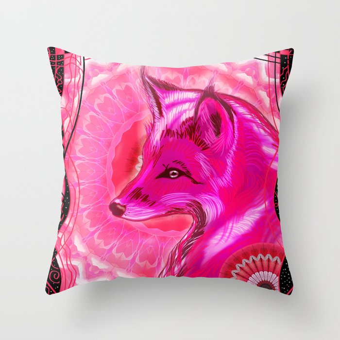 The Pink Fox Throw Pillow