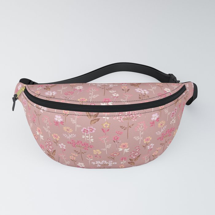 Dusty Rose Wildflowers Cottagecore Ditsy Floral Print Fanny Pack