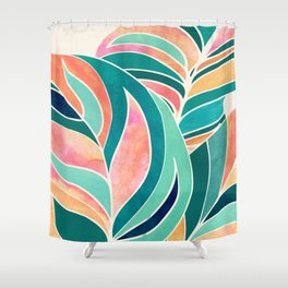 Rise Up Tropical Leaf Illustration Shower Curtain