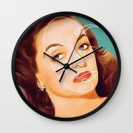 Bette Davis Vintage Hollywood Line Art Pastel Portrait Wall Clock