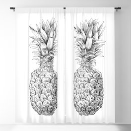 Pineapple, tropical fruit illustration Blackout Curtain