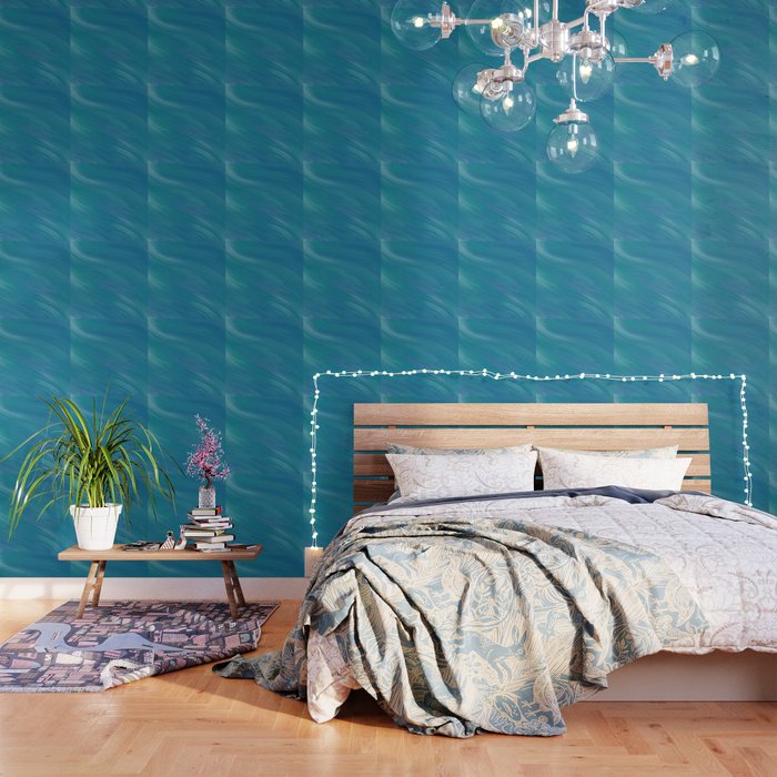 Teal Blue Pastel Liquid Wave Wallpaper
