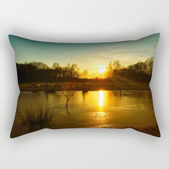 Winterlandscape with sunset Rectangular Pillow