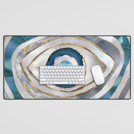 Evil Eye Mineral textures and gold Desk Mat