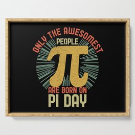 Retro Awesome People Born Birth On Pi Day Serving Tray