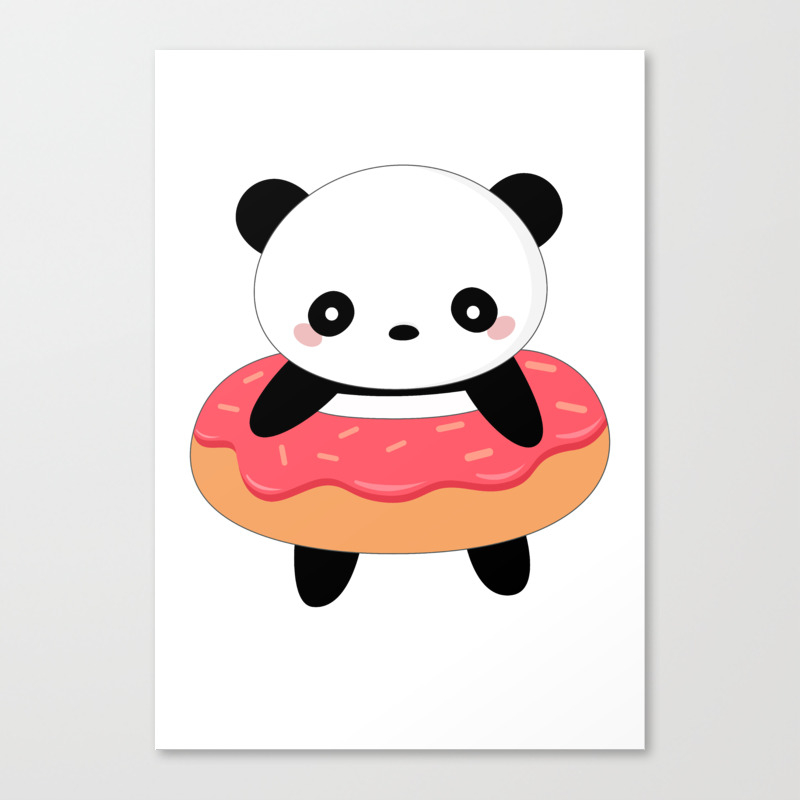 Kawaii Donut Panda Canvas Print By Wordsberry Society6 How to draw a cute kitten donut. kawaii donut panda canvas print by wordsberry