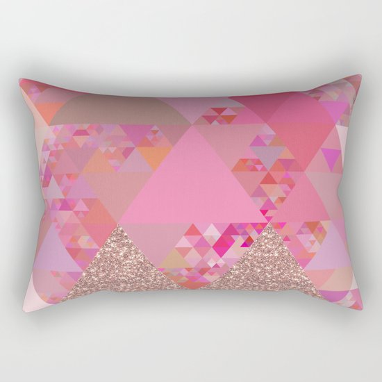 Triangles in glittering pink- glitter triangle pattern Rectangular Pillow