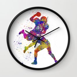 American Football players 07 in watercolor Wall Clock