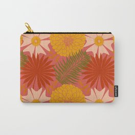 Pink Dahlia Floral & Palm Plant Pattern Carry-All Pouch