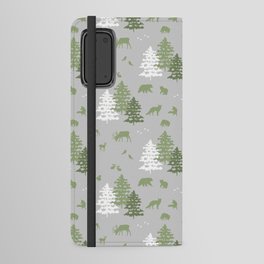 Woodland Forest Animals Sage Green Android Wallet Case