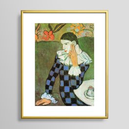 Pablo Picasso Harlequin Leaning on His Elbow Framed Art Print | Picasso, Painting, Harlequin, Pantomime 