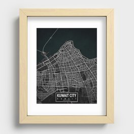 Kuwait City Map - Dark Recessed Framed Print