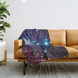 Fox Fur Nebula : Purple Teal Galaxy Throw Blanket
