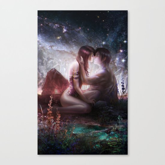 Counting stars - Romantic couple kissing Canvas Print
