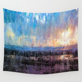 Prismatic Daybreak Showers Abstract Drip Paint Landscape Wall Tapestry