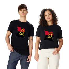 Angola Map with Angolan Flag T Shirt