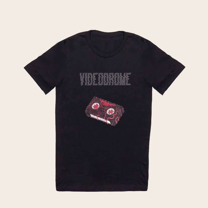 Graphic T Shirt Graphic T Shirt Videodrome by Suture Black Medium Classic T shirts Full Front Graphic Society6