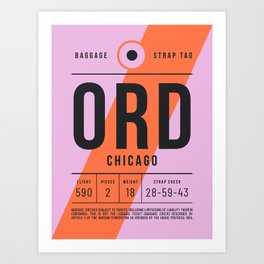 Luggage Tag E - ORD Chicago USA Art Print