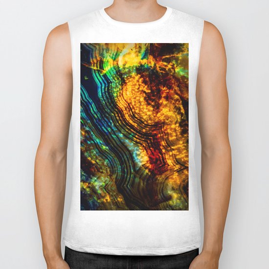 blue orange crystal Biker Tank