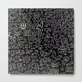 Doodles Black Homage to Haring Metal Print | Haring, Pattern, Graphicdesign, Black And White, Homage, Doodles 